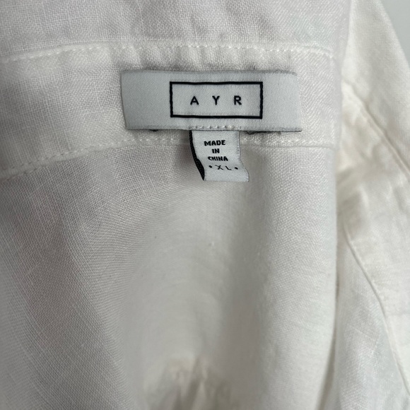 AYR Linen Button Up Crop Top Women's Size XL White Short Sleeve Minimalist - Picture 8 of 9